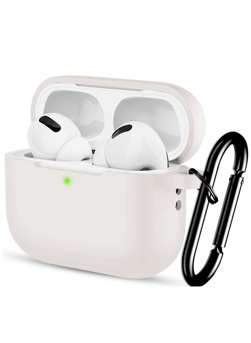 AirPods Pro 2 Case Cover for Women and Men, Soft Silicone Protective Case for Airpods Pro 2 Generation 2023 2022 and AirPods Pro 1st 2019 with Keychain Front LED Visible White - Image 1