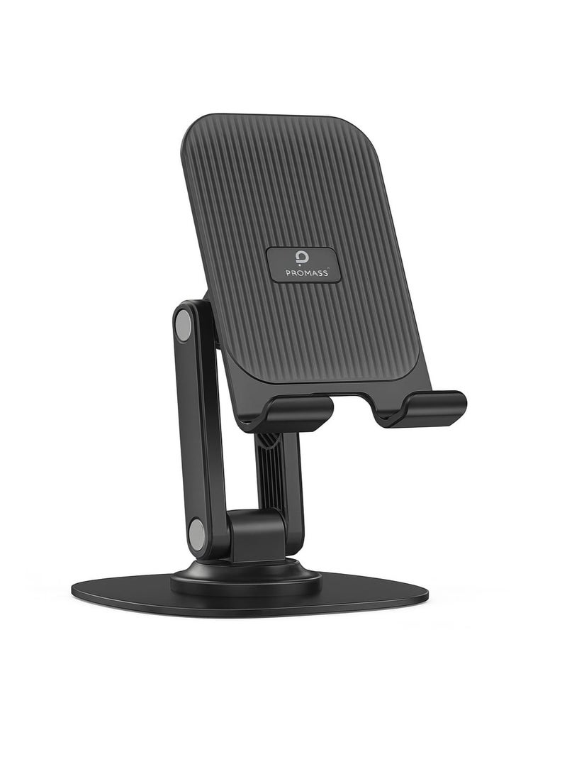 Promass PM-0610 Collapsible Phone & Tablet Stand Holder Mount with Metal Base | 360° Rotating Adjustable Desk Bracket