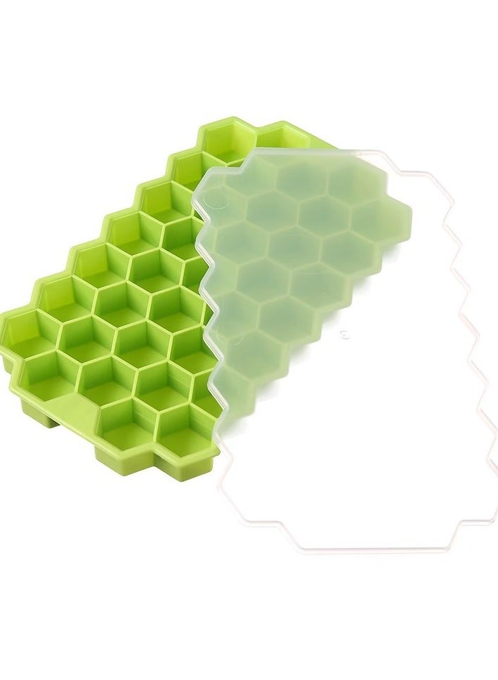 3قطع عفن مكعب ثلج السيليكون -37 مقصورة الفريزر القابلة لإعادة الاستخدام مع غطاء لمكعبات الثلج المنزلية الصنع، أغذية الأطفال والوجبات الخفيفة DIY - Image 5