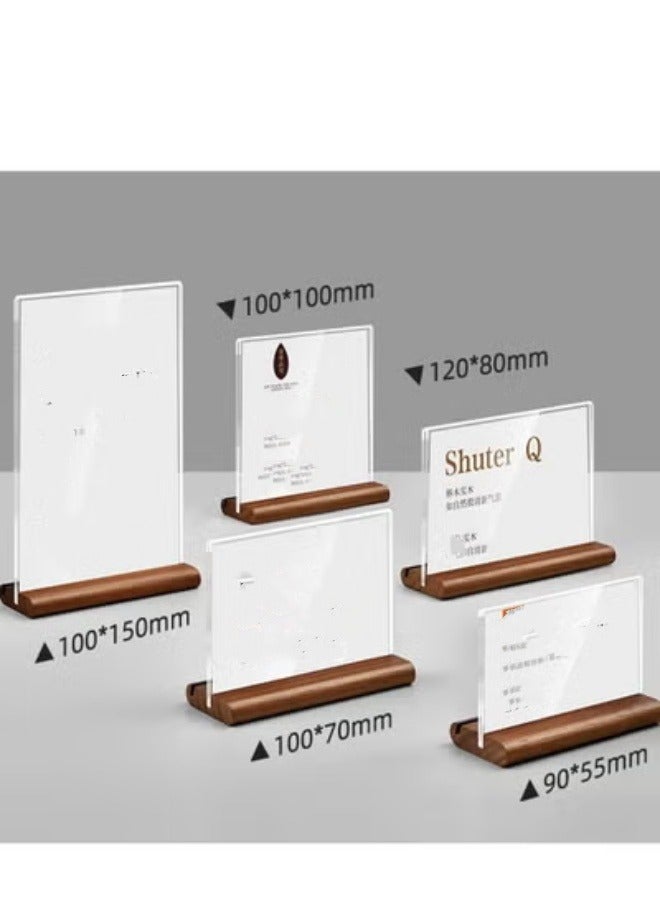 Eckek Eckek  2 Pack Acrylic Label Holder Price Tag Displays Sign Holder Data Card Holder Wood Base Table Top Sign Stand - Image 2