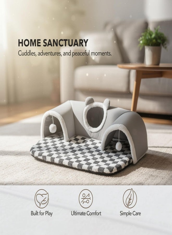 COSYOO Large Guinea Pig Hideout Tunnel with Removable Warm Bed, 3-Cave Small Animal Hideaway Play Tunnel, Cozy Cage Accessories for Hamsters, Chinchillas, Rats - Image 2
