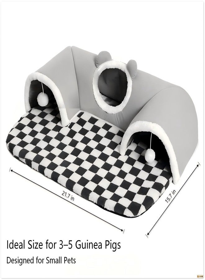 COSYOO Large Guinea Pig Hideout Tunnel with Removable Warm Bed, 3-Cave Small Animal Hideaway Play Tunnel, Cozy Cage Accessories for Hamsters, Chinchillas, Rats - Image 4
