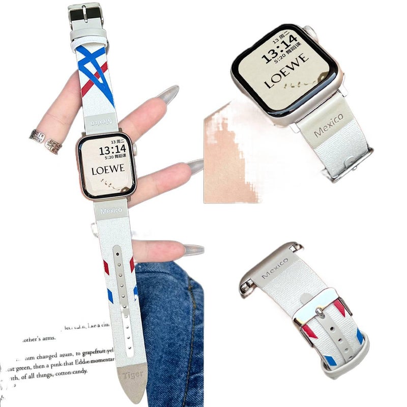 سوار ساعة ذكية باللون أسود قابل للتعديل سوار جلدي كلاسيكي متوافق مع Apple Watch 38/40/41/42/44/45/49mm بملاءمة قابلة للتعديل وحزام بديل - Image 2