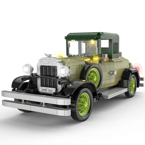 Brihappen Vintage Classic Car Model Building Set with Light for Adults Boys Girls 1297 PCS Antique Cars Model Home Office Collection Retro Classic Car Building Toy - Image 1