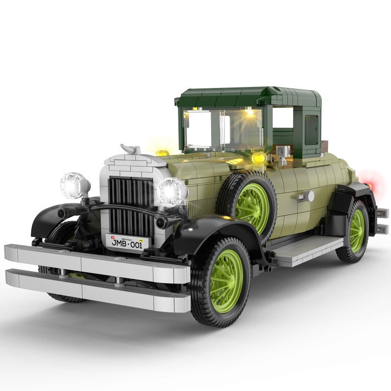 Brihappen Vintage Classic Car Model Building Set with Light for Adults Boys Girls 1297 PCS Antique Cars Model Home Office Collection Retro Classic Car Building Toy - Image 3