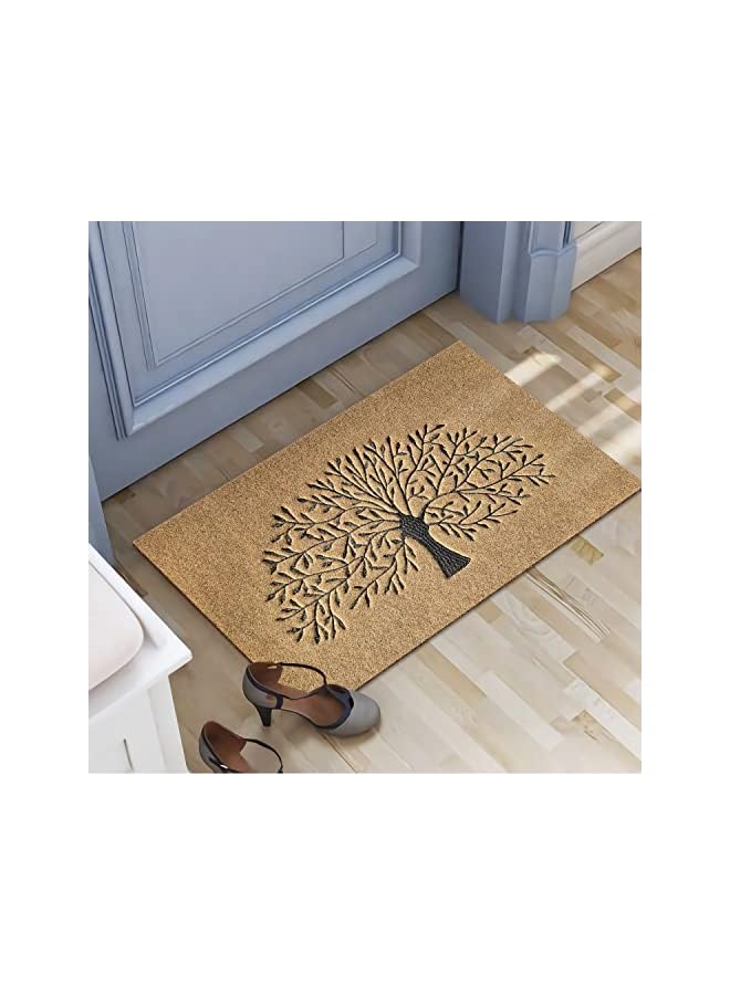 Green Tiger حصائر أبواب خارجية غير قابلة للانزلاق حصيرة باب أمامي تمتص الطين سهلة التنظيف شجرة الحياة حصيرة مدخل داخلية بنية - Image 2