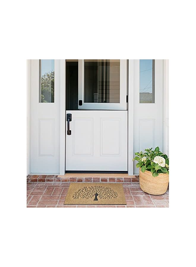 Green Tiger حصائر أبواب خارجية غير قابلة للانزلاق حصيرة باب أمامي تمتص الطين سهلة التنظيف شجرة الحياة حصيرة مدخل داخلية بنية - Image 5