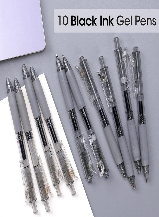 WRITECH Retractable Gel Ink Pens: 0.7mm Medium Point Black Ink Color Pen for Journaling Smooth Writing Fine Tip Quick-dry Ink No Bleed Set 10ct - Image 2