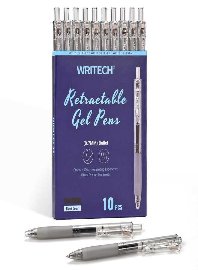 WRITECH Retractable Gel Ink Pens: 0.7mm Medium Point Black Ink Color Pen for Journaling Smooth Writing Fine Tip Quick-dry Ink No Bleed Set 10ct - Image 1