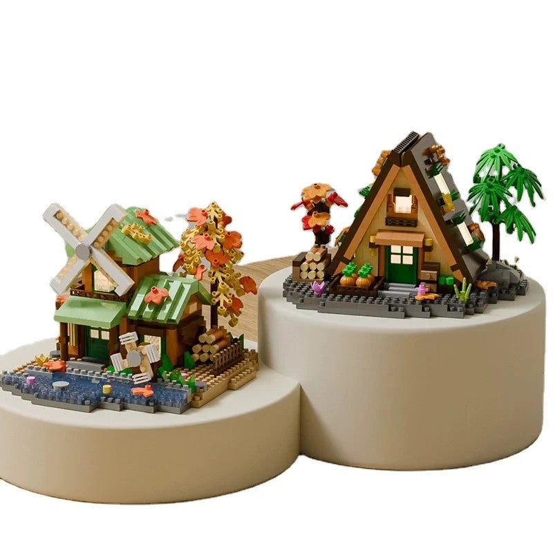 Y&D Pastoral Villa Building Set, DIY Four Seasons Cherry Blossom Tree House, Assembled Forest Cabin Bricks Model Toys, Girl Gifts - Image 3