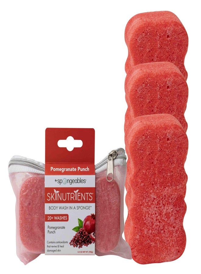 Spongeables Body Wash in a 20+ Wash Sponge, Pomegranate Punch, 3 Count - Image 1