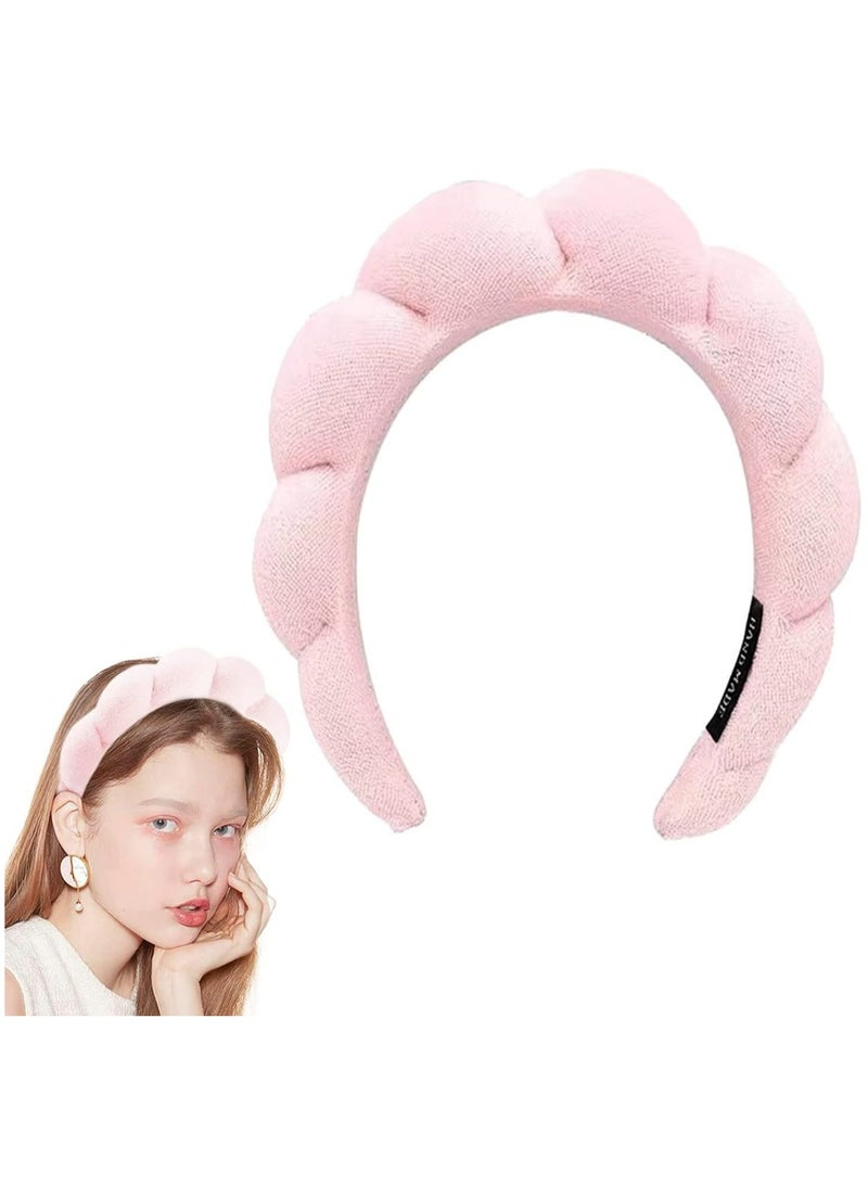 إسكدنيا عصابة رأس سبا للنساء، لإزالة المكياج والاستحمام والعناية بالبشرة (وردي) - Image 1