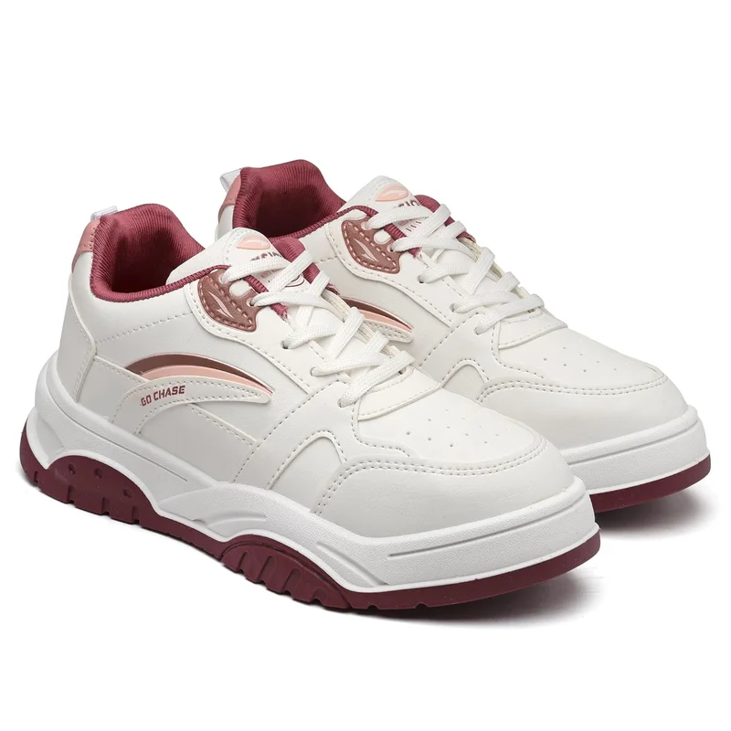 Asian Stylish White Mauve Sneakers for Women and Girls