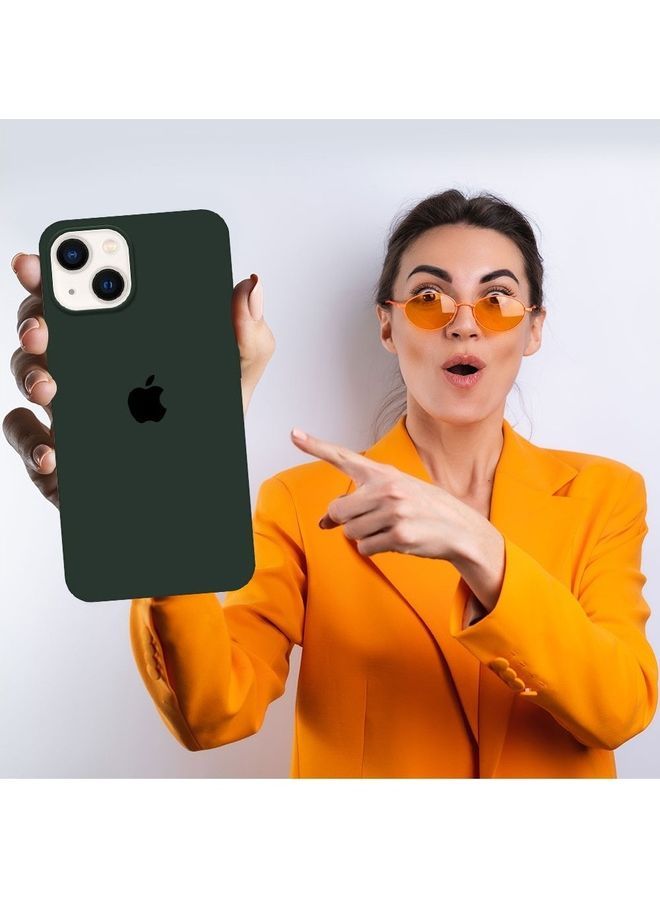 NIBEMINENT Silicone Case Cover Liquid Gel Soft Ultra Slim Shockproof Back Full Body Protection For Apple iPhone 14 Plus 6.7 inch Olive Green - Image 4