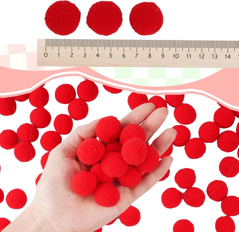 Caydo [400 pcs] - 300 Pieces 1 Inch Red Pom poms with 100 Pieces Wiggle Eyes, Arts and Crafts Pompom Balls for Kids DIY Art Creative Crafts Christmas Decorations - Image 2