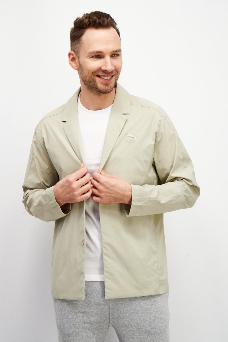 PUMA Men Athletic Fit Embroidered Logo Semi-Formal Jacket, Olive - Image 1
