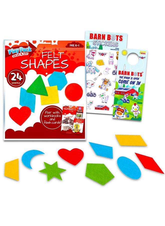 Bendon Felt Geometric Shapes Building Block Set - On The Go Activities Bundle with 24 Geometric Builders for Shape Recognition, Patterns, Plus Stickers, More | Road Trip Tangrams Activity  - Image 1