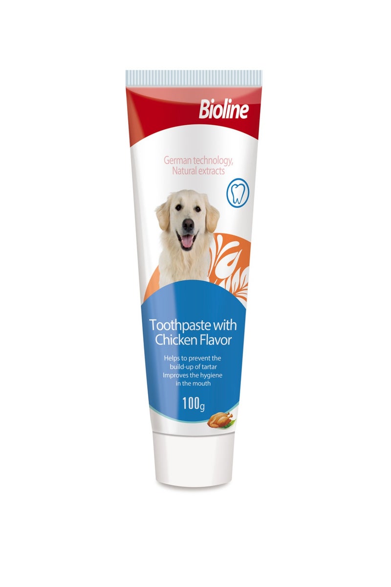 بايولاين معجون أسنان للكلاب بيولاين 100 جم – بنكهة الدجاج | للوقاية من الجير وإنعاش الفم | تركيبة آمنة للعناية اليومية بالفم - Image 1
