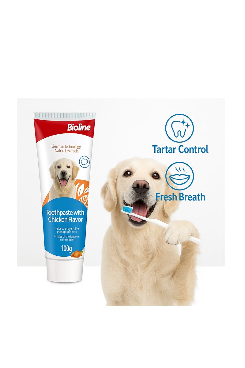 بايولاين معجون أسنان للكلاب بيولاين 100 جم – بنكهة الدجاج | للوقاية من الجير وإنعاش الفم | تركيبة آمنة للعناية اليومية بالفم - Image 2