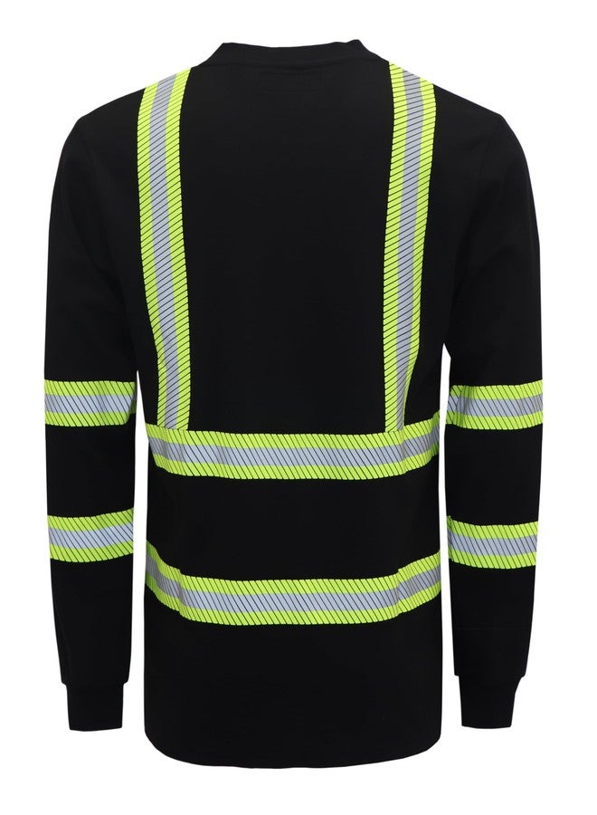 BOCOMAL FR Shirts High Visibility/Hi Vis Reflective Flame Resistant/Fire Retardant Shirt 7oz Black Men's Safety Shirts - Image 4