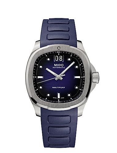 MIDO Multifort TV Big Date - Swiss Automatic Watch for Men - 40mm Case - Blue Dial - Blue Rubber Strap - M0495261704100 - Image 5