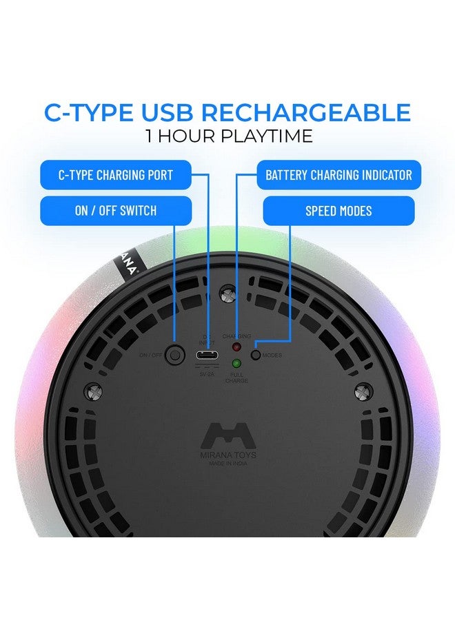MIRANA كرة هوفر ميرانة القابلة لإعادة الشحن عبر USB من نوع C | كرة القدم الهوائية نيون لايت | لعبة ممتعة مصنوعة في الهند أفضل هدية للأولاد والأطفال (أحمر) - Image 2