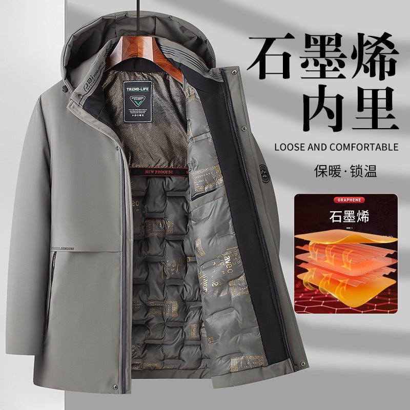 2023 New Winter Warm Casual Cotton Clothes For Middle-Aged And Elderly Dads Winter Graphene Black Gold Warm Lock Warm Cotton-Padded Jacket - Image 2