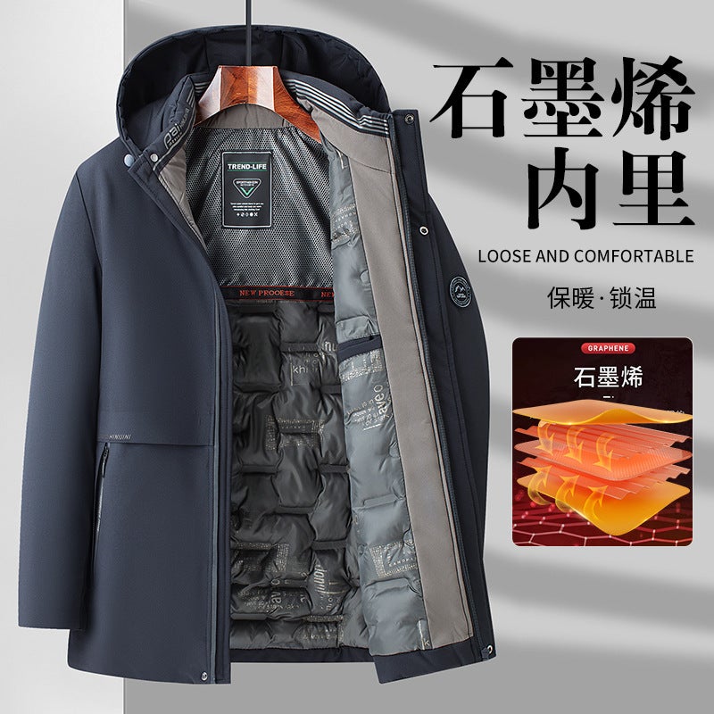 2023 New Winter Warm Casual Cotton Clothes For Middle-Aged And Elderly Dads Winter Graphene Black Gold Warm Lock Warm Cotton-Padded Jacket - Image 5