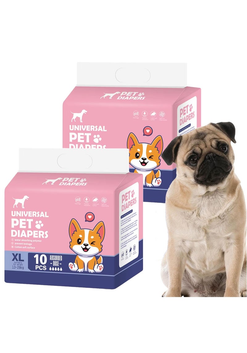 MileMelo Disposable Pet Diapers Female Dogs Super Absorbent Soft Including 10 Count for Puppy Cats or Dogs 15-23kg Pink Size XL - Image 1