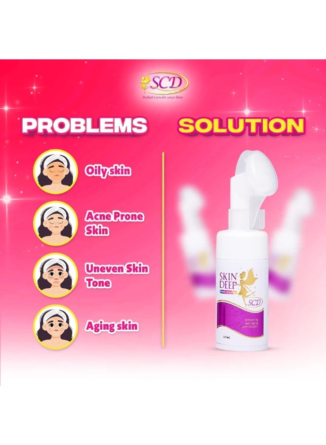 SCD Brightening & Anti-Aging Foam Cleanser by SCD – Gentle Exfoliating Formula This luxurious foaming cleanser revitalizes dull skin, removes dirt and excess oil, and promotes youthful glow with its gentle exfoliation and nourishing hydration properties. - Image 4
