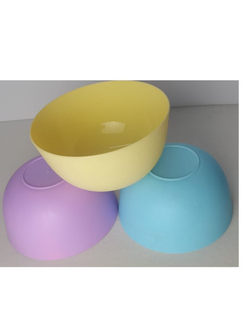 High quality plastic round bowl set - 3 pieces - Code 310 - Multi-colored.