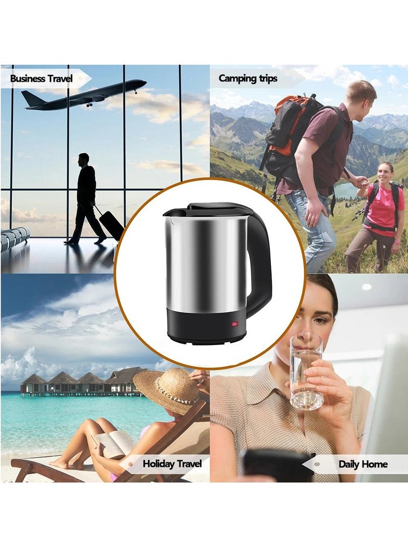 غلاية ماء كهربائية صغيرة 600 مل للسفر والاستخدام اليومي – تصميم ستانلس ستيل مقاوم للصدأ – مع كوبين – تسخين سريع – سهلة الحمل والتنظيف - Image 3