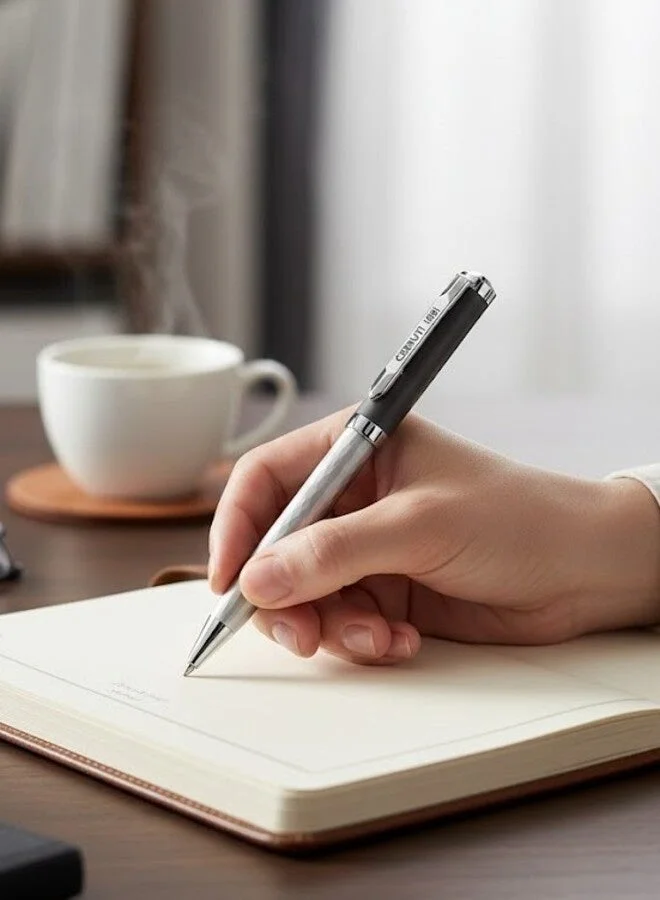 CERRUTI 1881 Silver and Black Ballpoint Pen for Men