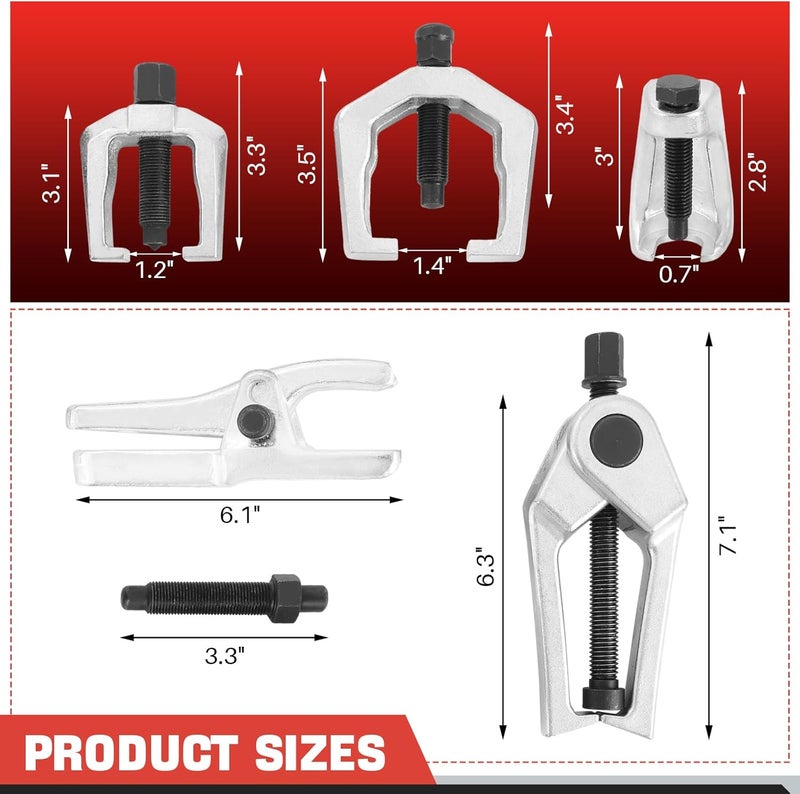DASBET 5pc Front End Service Tool Kit - Ball Joint Separator, Pitman Arm & Tie Rod Puller - Image 2