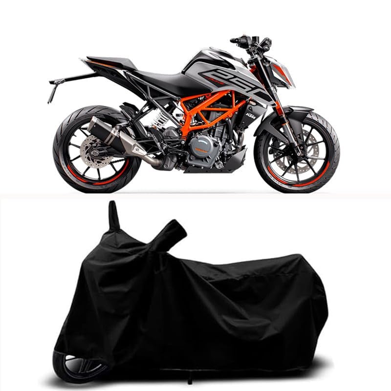 RABABLI Bike Body Cover Compatible with KTM 250 Duke BS6 with All Variants Scratch-Proof, Buckle Belt – Rain, UV & Dust Resistant Windproof & All-Weather Shield (Black Color) - Image 1