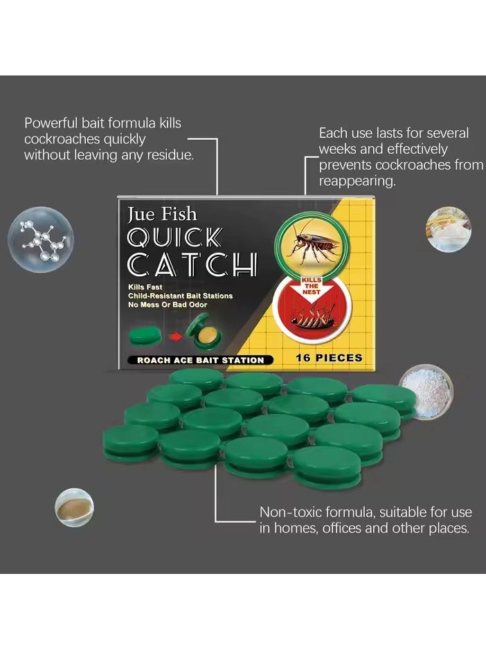 JUE-FISH 16-Piece Cockroach Bait Station, Powerful Pest Control, Long-Lasting, Safe, and Easy to Use  - Image 4