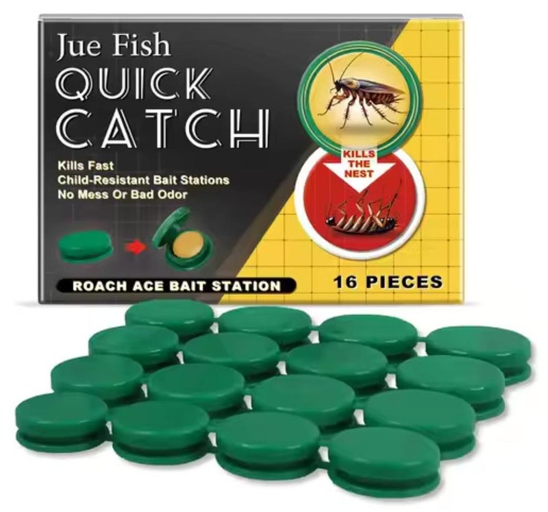 JUE-FISH 16-Piece Cockroach Bait Station, Powerful Pest Control, Long-Lasting, Safe, and Easy to Use - Image 1