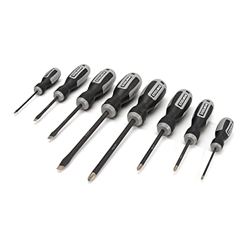 Steelman 8-Piece Diamond Tip Screwdriver Set, Variety of Slotted and Phillips Sizes, Magnetized Tips, Durable Steel, Rust-Resistant Black Oxide Coating - Image 1