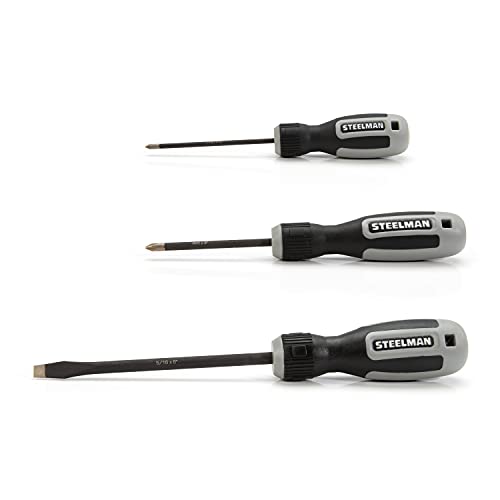 Steelman 8-Piece Diamond Tip Screwdriver Set, Variety of Slotted and Phillips Sizes, Magnetized Tips, Durable Steel, Rust-Resistant Black Oxide Coating - Image 2