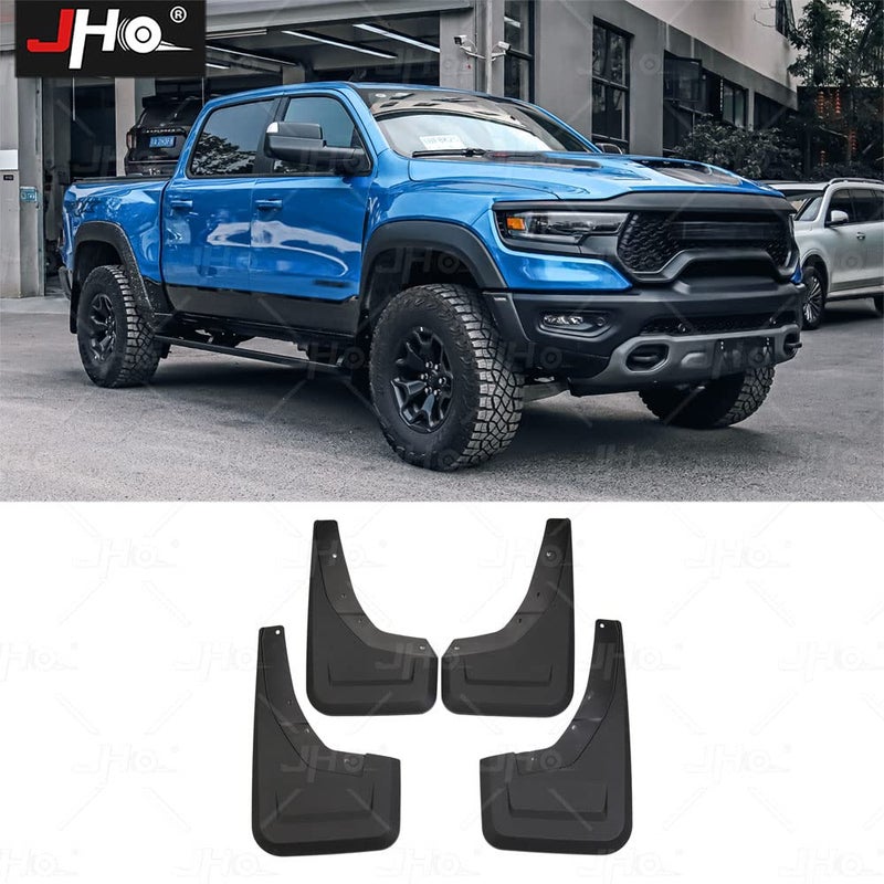 JHO Front Rear Mud Flaps Splash Guards Mudflaps Custom Fit for Dodge Ram 1500 TRX 2021 2022 2023 Exterior Accessories No Need to Drill HolesSet of 4