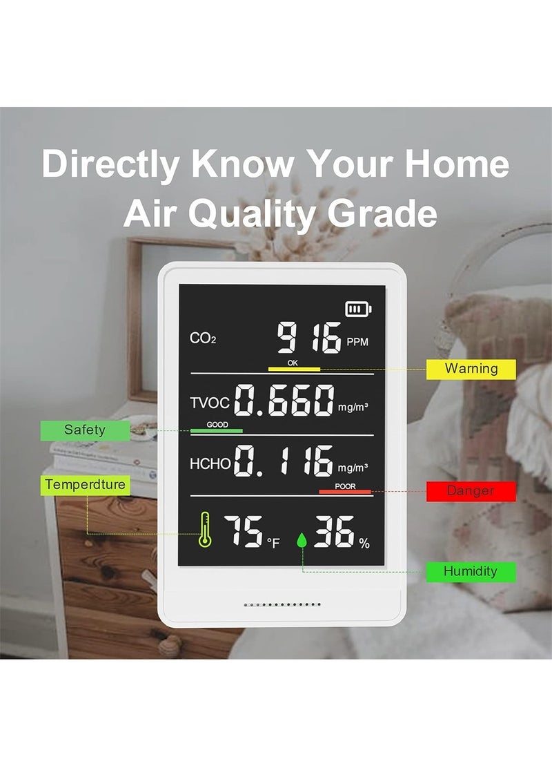 Excefore Air Quality Monitor, CO2 Monitor, Humidity Temperature Meter, Air Quality Tester, Professional & Accurate CO2, TVOC, HCHO, Humidity & Temperature Particle Counter, for Home, Office, School  - Image 5