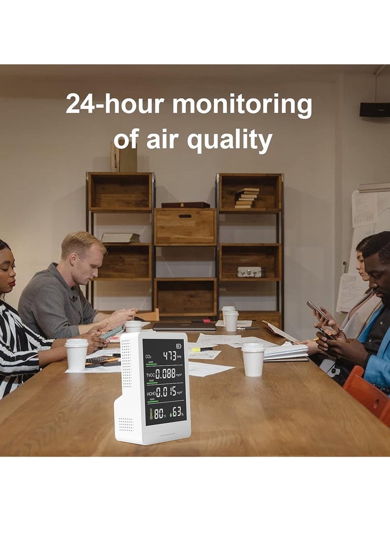 Air Quality Monitor, CO2 Monitor, Humidity Temperature Meter, Air Quality Tester, Professional & Accurate CO2, TVOC, HCHO, Humidity & Temperature Particle Counter, for Home, Office, School