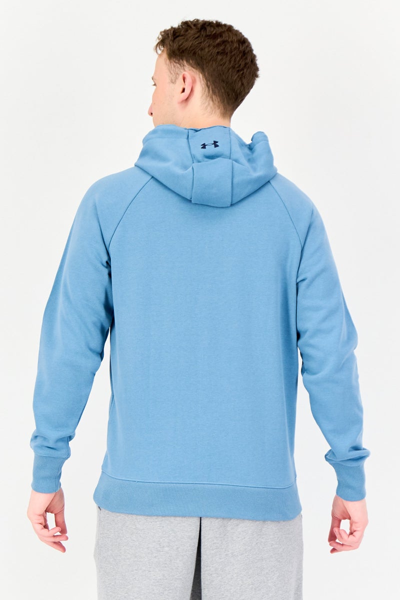 UNDER ARMOUR Men Loose Fit Long Sleeve Outdoor Hoodie, Slate Blue - Image 3