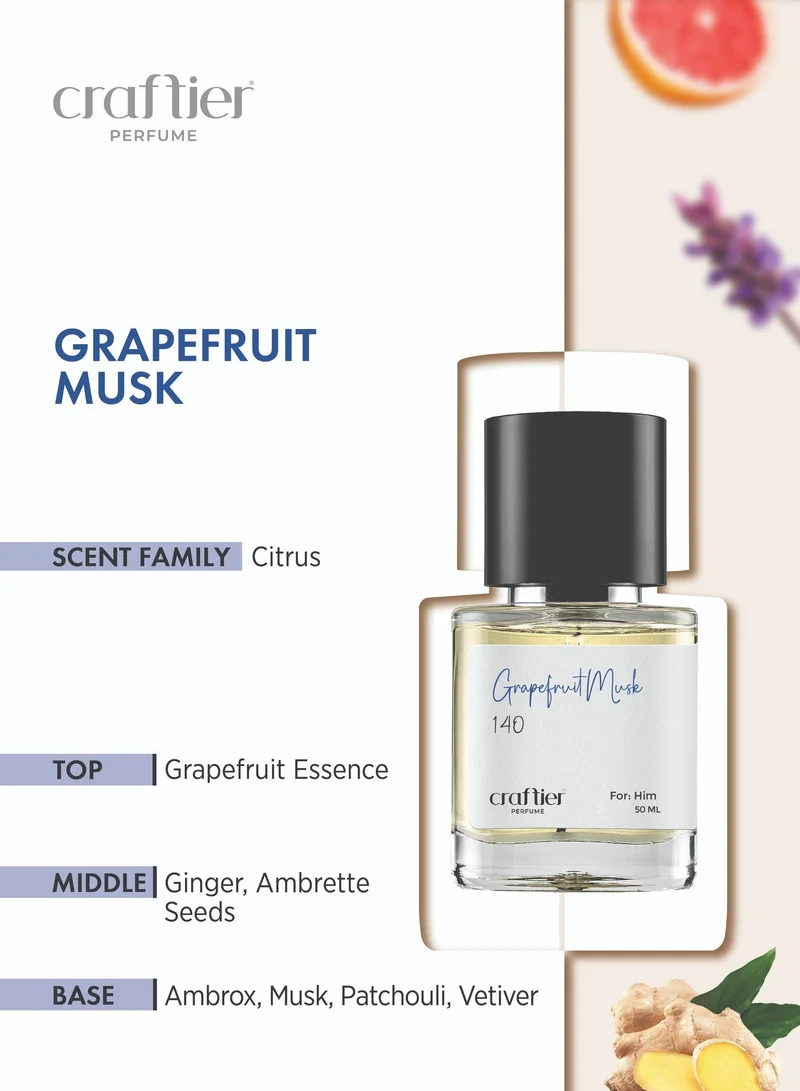 Craftier Perfume  GRAPEFRUIT MUSK - Inspired of-TYGAR, Eau De Parfum for Men - 50ml, Long Lasting Citrus Fragrance Upto 16 Hrs, Travel Size Men's Perfume for Men | Best Price UAE