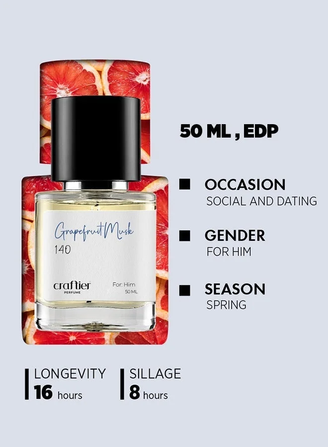 Craftier Perfume  GRAPEFRUIT MUSK - Inspired of-TYGAR, Eau De Parfum for Men - 50ml, Long Lasting Citrus Fragrance Upto 16 Hrs, Travel Size Men's Perfume for Men | Best Price UAE