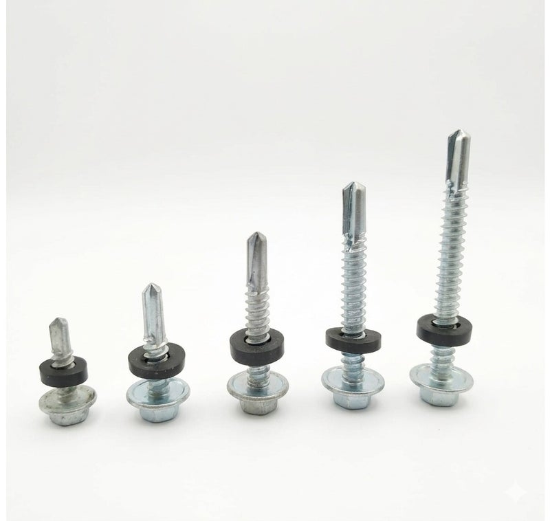 Jupiter SDS Hex Washer Head Stainless Steel Screws (14x4' inch) Bonded EPDM Washer, Slotted Hex Head Box of 145 pieces - Image 3