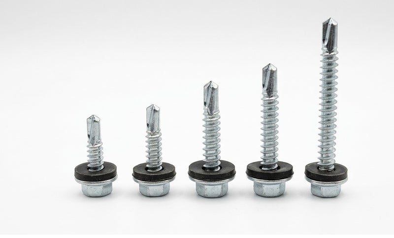 Jupiter SDS Hex Washer Head Stainless Steel Screws (14x4' inch) Bonded EPDM Washer, Slotted Hex Head Box of 145 pieces - Image 2