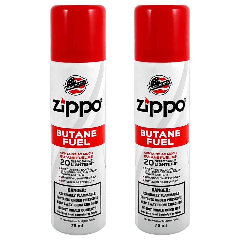 Zippo وقود بيبوتان من زيبو - عالي النقاء Premium لإعادة التعبئة للولاعات، المشاعل والإضافات - احتراق نظيف، لهب ثابت، أداء موثوق، صنع في الولايات المتحدة، 75 مل عبوتين - Image 1