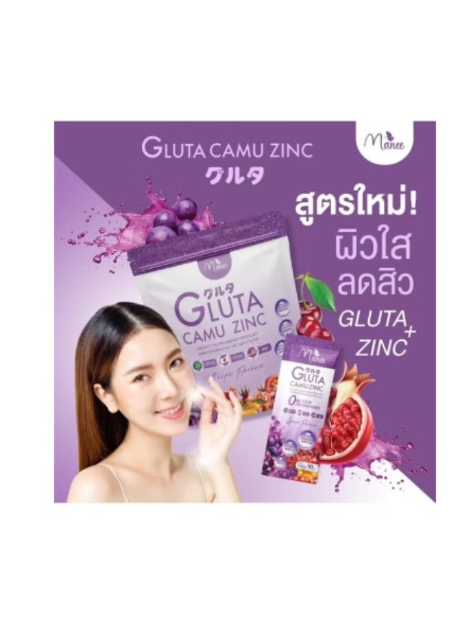 Manee مكمل ماني جلاuta كامو زنك بنكهة العنب - 30 كيس - Image 3