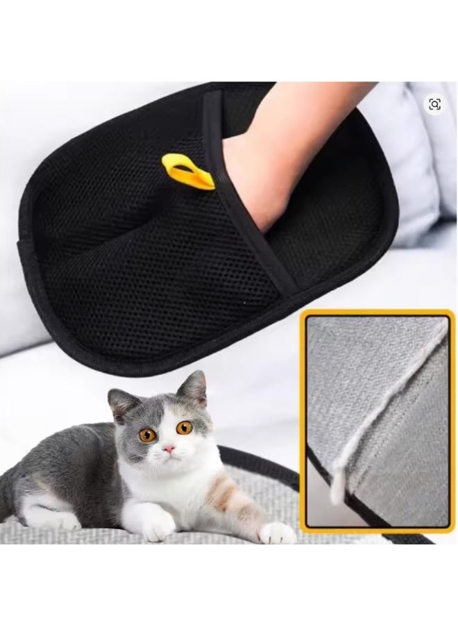 قفاز مزدوج الجوانب للعناية بالحيوانات الأليفة – قفاز لإزالة الشعر والتنظيف قابل لإعادة الاستخدام للقطط والكلاب | يتميز بعُقَد مطاطية ناعمة وسطح شبكي - Image 5